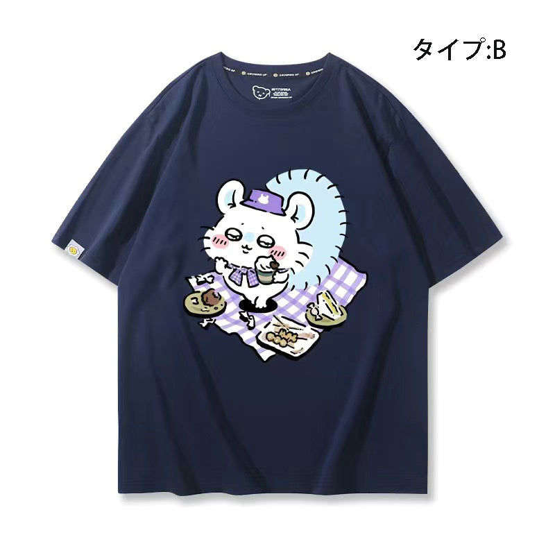可愛いキャラ ゆるかわ トップス ピクニック ユニセックス 半袖Ｔシャツ