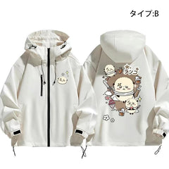 可愛いキャラ ゆるかわ ジャケット 楽しい週末 ユニセックス プリント カジュアル アウター