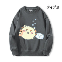 可愛いキャラ ゆるかわ トップス 肖像写真 ユニセックス 長袖 スウェット