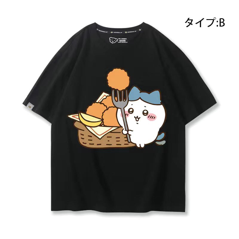 可愛いキャラ ゆるかわ トップス 美食 ユニセックス 半袖Ｔシャツ