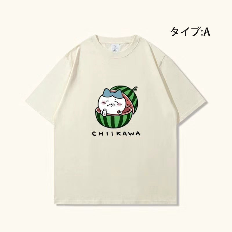 可愛いキャラ ゆるかわトップス 美味しいスイカ ユニセックス 半袖Ｔシャツ