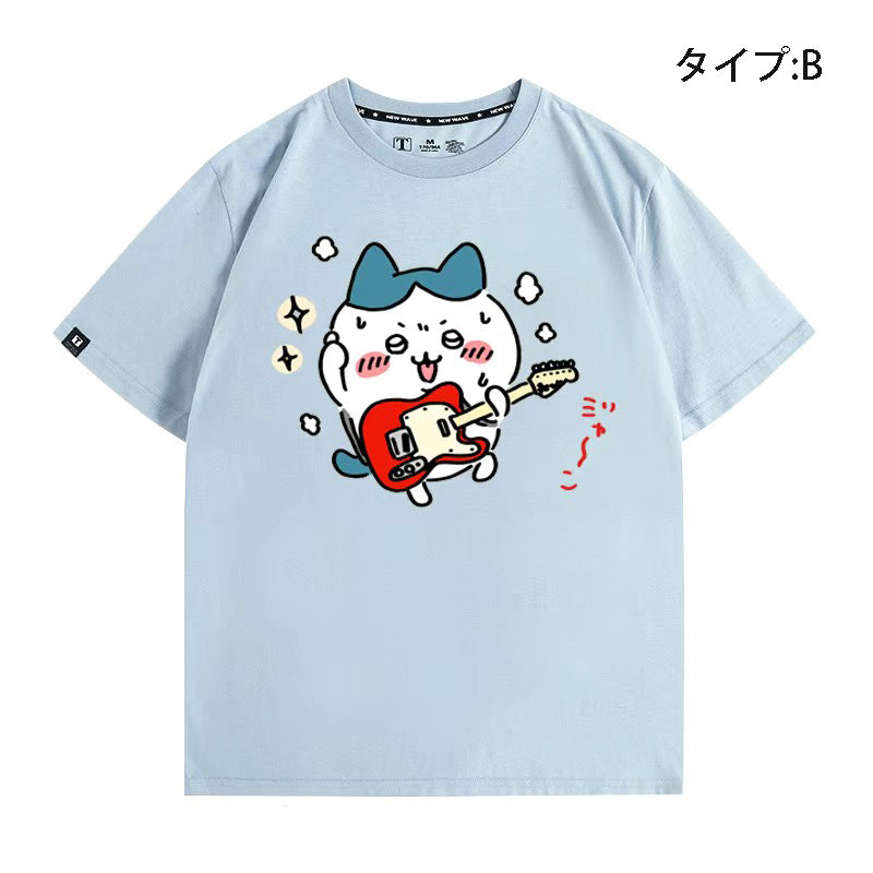 可愛いキャラ ゆるかわ トップス ギタリスト ユニセックス 半袖Ｔシャツ