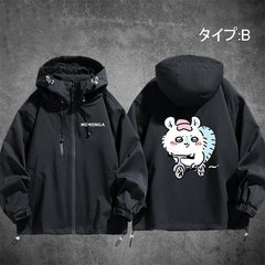 可愛いキャラ ゆるかわ ジャケット 楽しい生活 防風 防寒 ユニセックス プリント カジュアル アウター