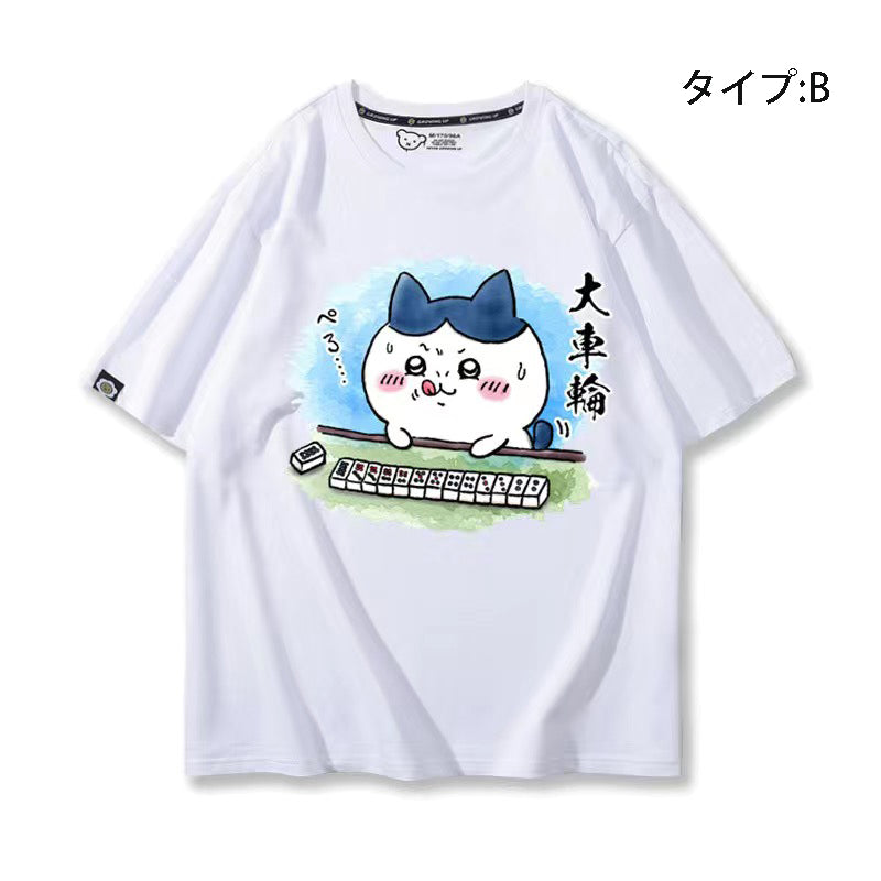 可愛いキャラ ゆるかわ トップス 麻雀対決 ユニセックス 半袖Ｔシャツ