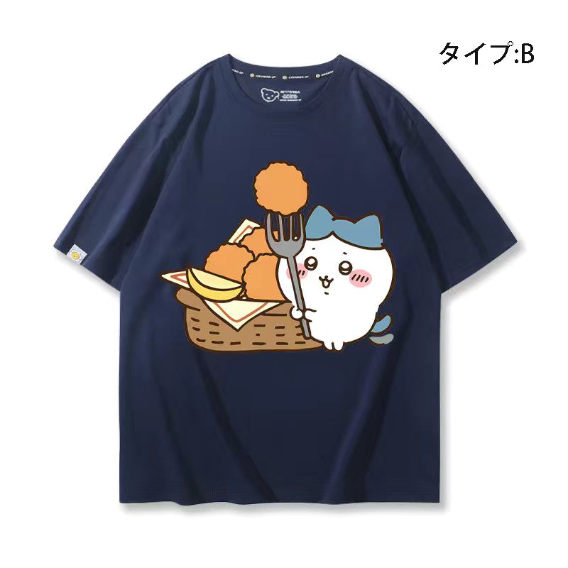可愛いキャラ ゆるかわ トップス 美食 ユニセックス 半袖Ｔシャツ