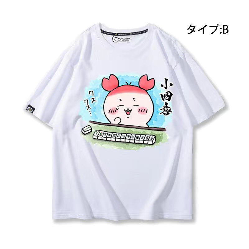 可愛いキャラ ゆるかわ トップス 麻雀対決 ユニセックス 半袖Ｔシャツ