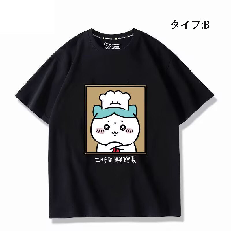 可愛いキャラ ゆるかわ トップス 初代と二代目料理長 ユニセックス 半袖Ｔシャツ