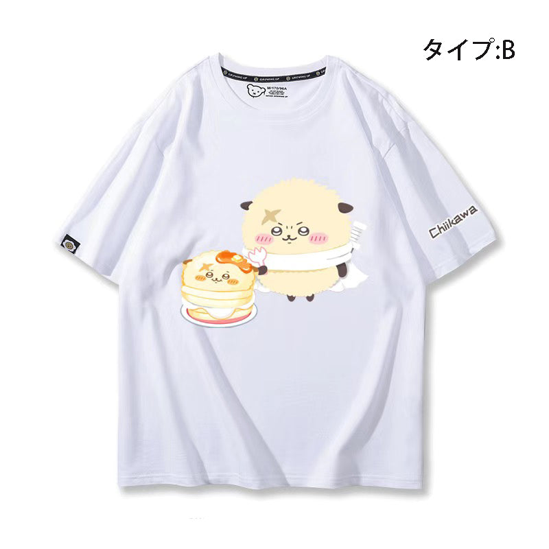 可愛いキャラ ゆるかわ トップス ケーキ ユニセックス 半袖Ｔシャツ