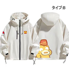 可愛いキャラ ゆるかわ ジャケット マクドの店員 防風 防寒 ユニセックス プリント カジュアル アウター