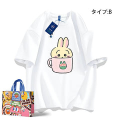 可愛いキャラ ゆるかわ トップス カップ ユニセックス 半袖Ｔシャツ