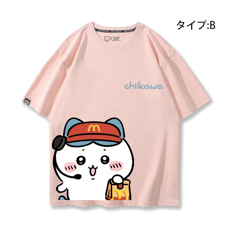 可愛いキャラ ゆるかわ トップス  アルバイト ユニセックス 半袖Ｔシャツ
