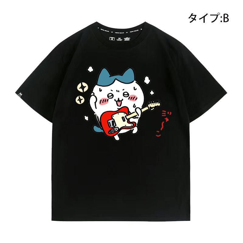 可愛いキャラ ゆるかわ トップス ギタリスト ユニセックス 半袖Ｔシャツ
