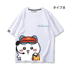 可愛いキャラ ゆるかわ トップス  アルバイト ユニセックス 半袖Ｔシャツ