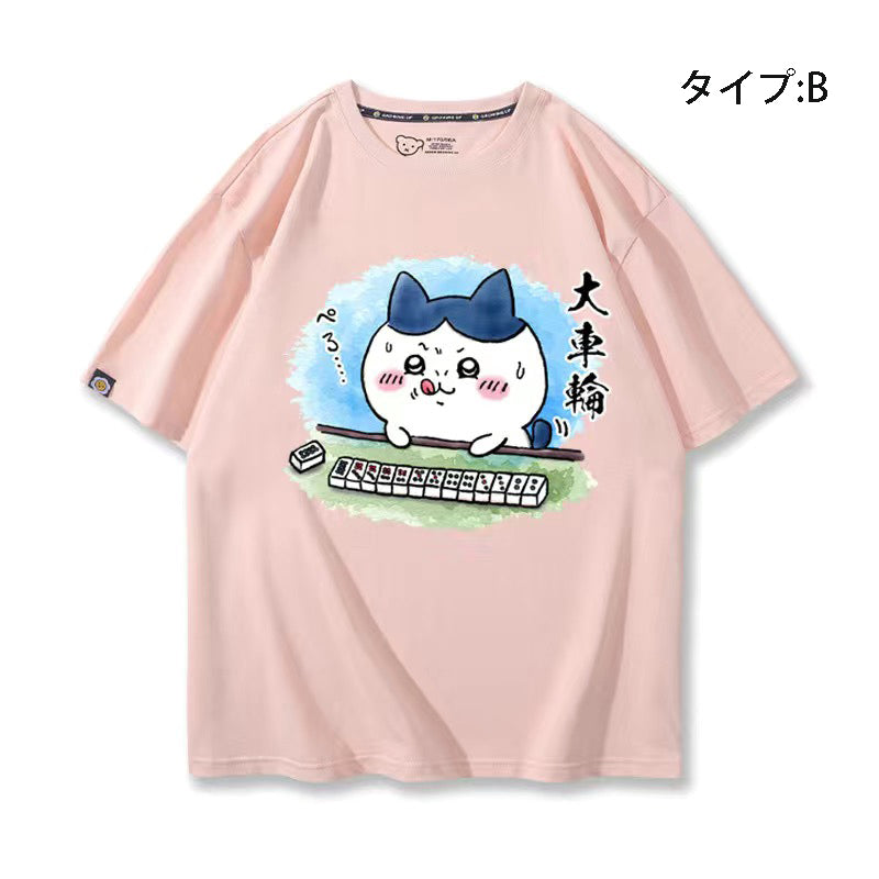 可愛いキャラ ゆるかわ トップス 麻雀対決 ユニセックス 半袖Ｔシャツ