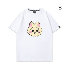 可愛いキャラ ゆるかわ トップス 毛が逆立った表情 ユニセックス 半袖Ｔシャツ