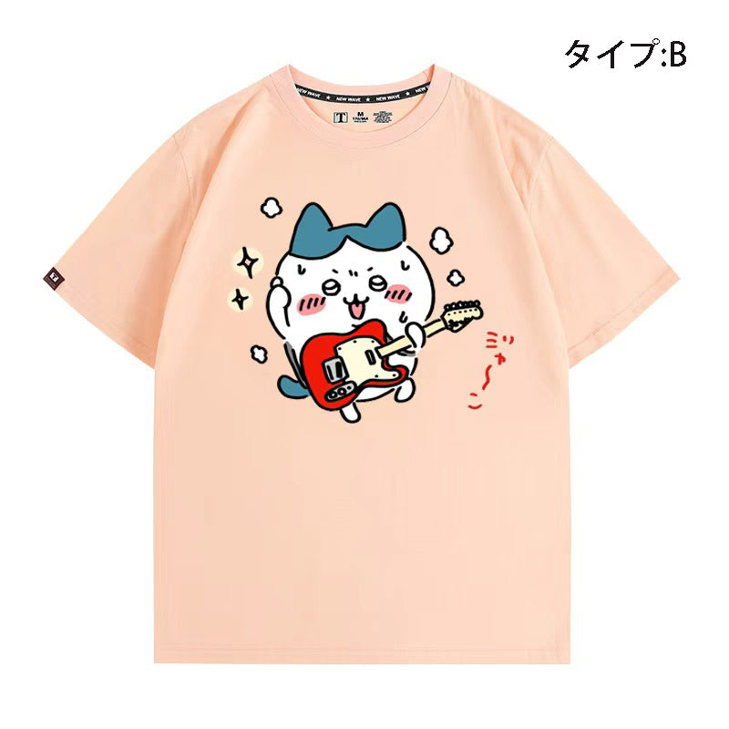 可愛いキャラ ゆるかわ トップス ギタリスト ユニセックス 半袖Ｔシャツ
