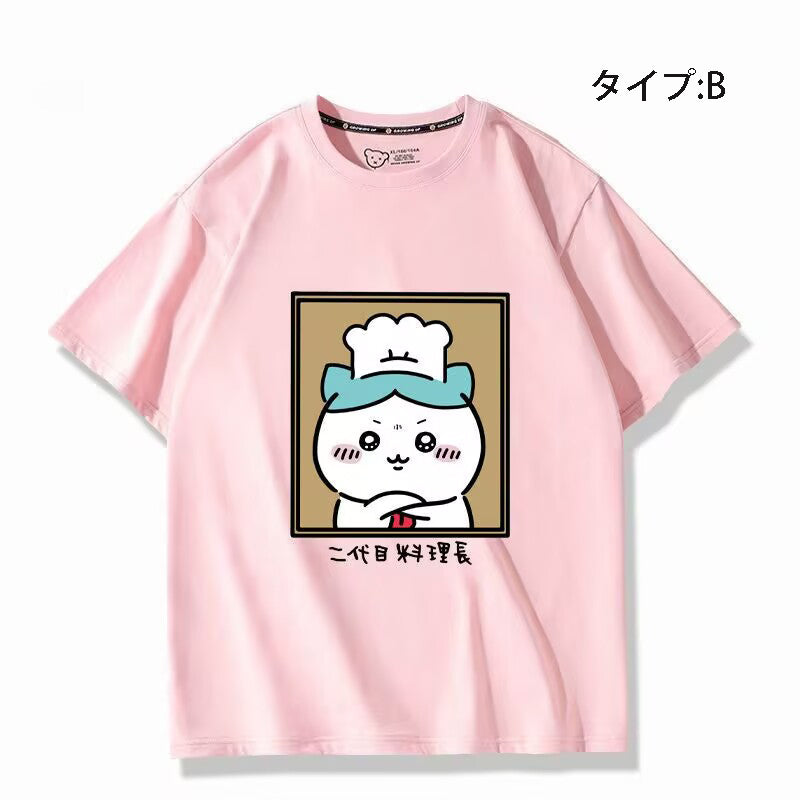 可愛いキャラ ゆるかわ トップス 初代と二代目料理長 ユニセックス 半袖Ｔシャツ