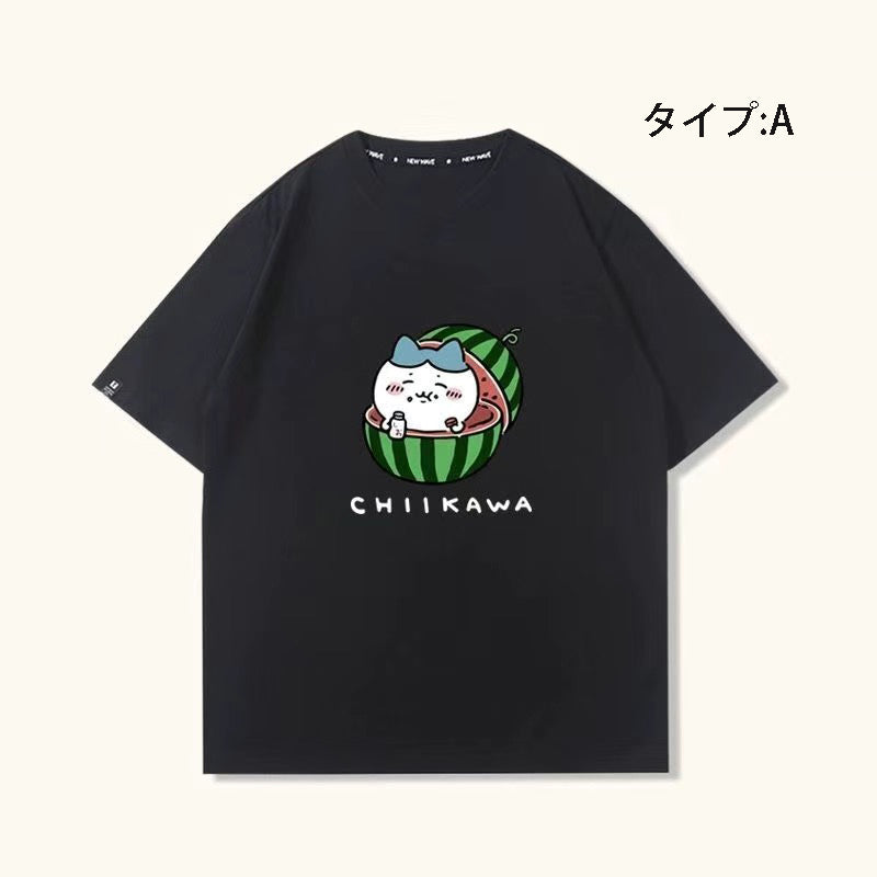 可愛いキャラ ゆるかわトップス 美味しいスイカ ユニセックス 半袖Ｔシャツ