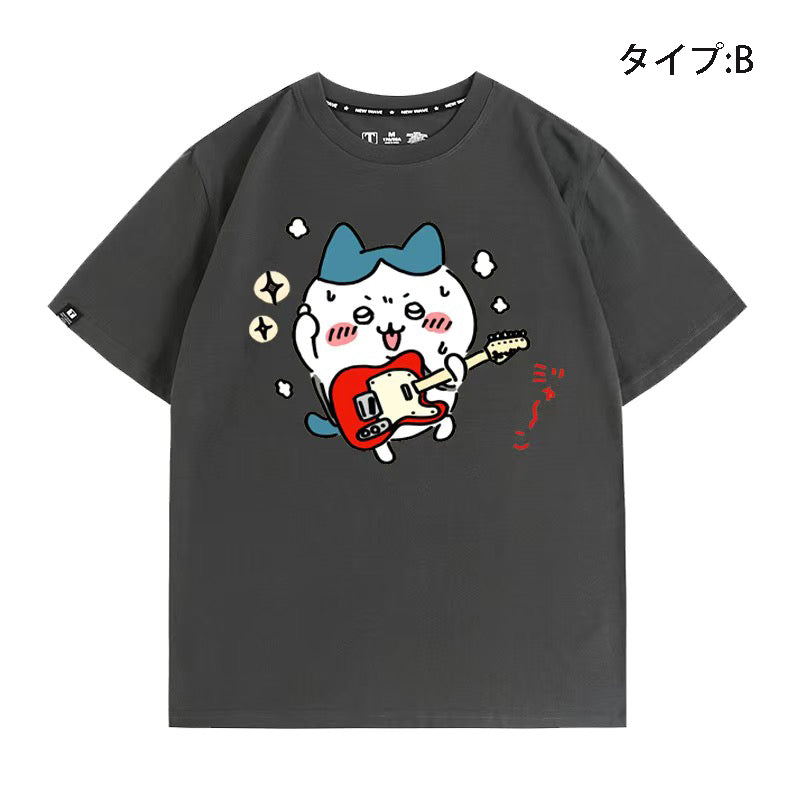 可愛いキャラ ゆるかわ トップス ギタリスト ユニセックス 半袖Ｔシャツ
