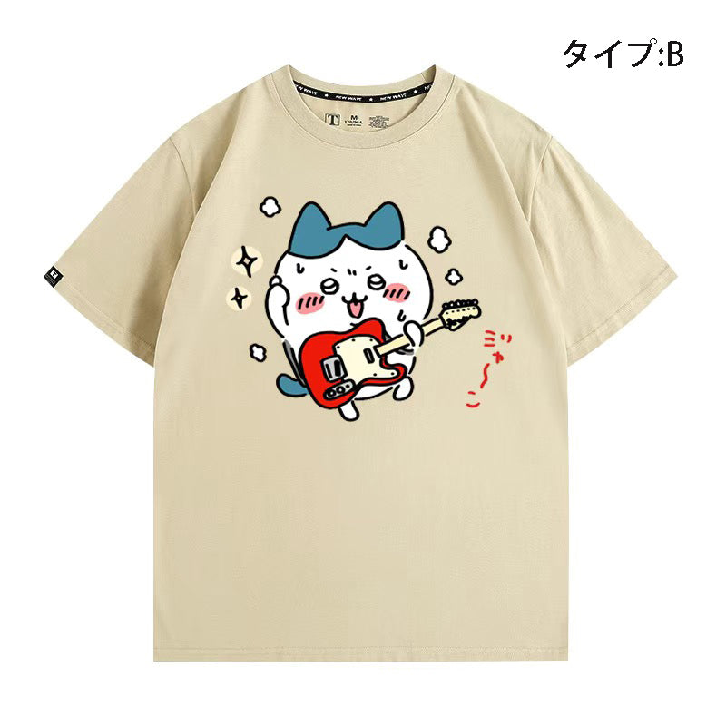 可愛いキャラ ゆるかわ トップス ギタリスト ユニセックス 半袖Ｔシャツ