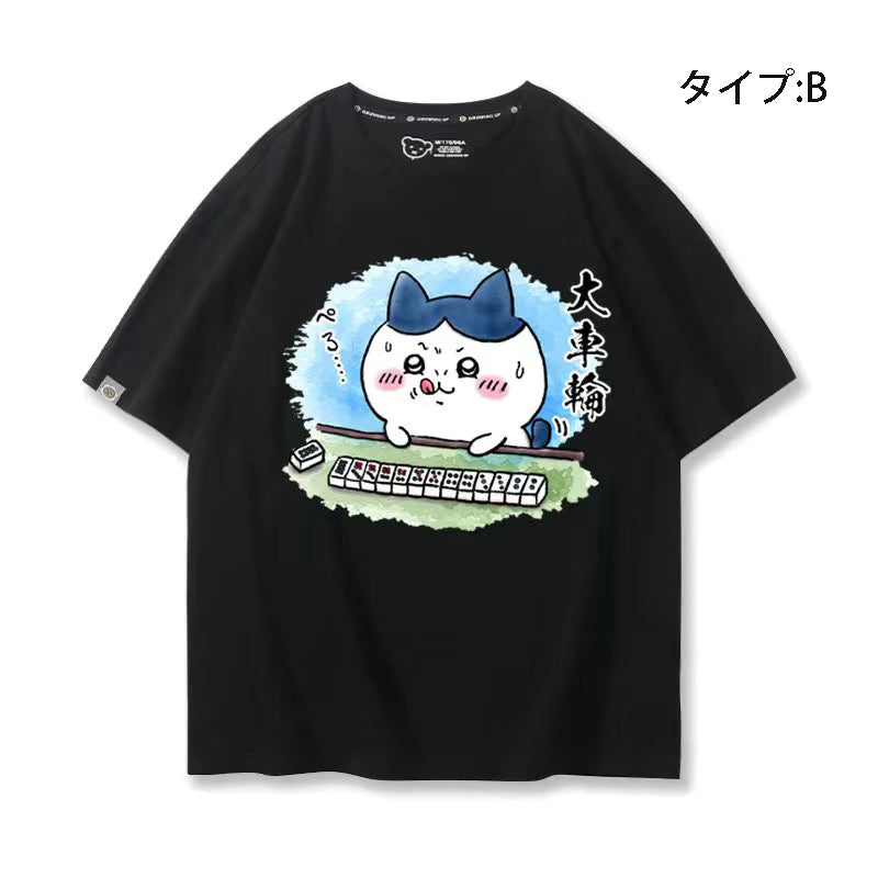 可愛いキャラ ゆるかわ トップス 麻雀対決 ユニセックス 半袖Ｔシャツ