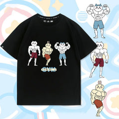 可愛いキャラ ゆるかわ トップス 筋肉兄貴 ユニセックス 半袖Ｔシャツ