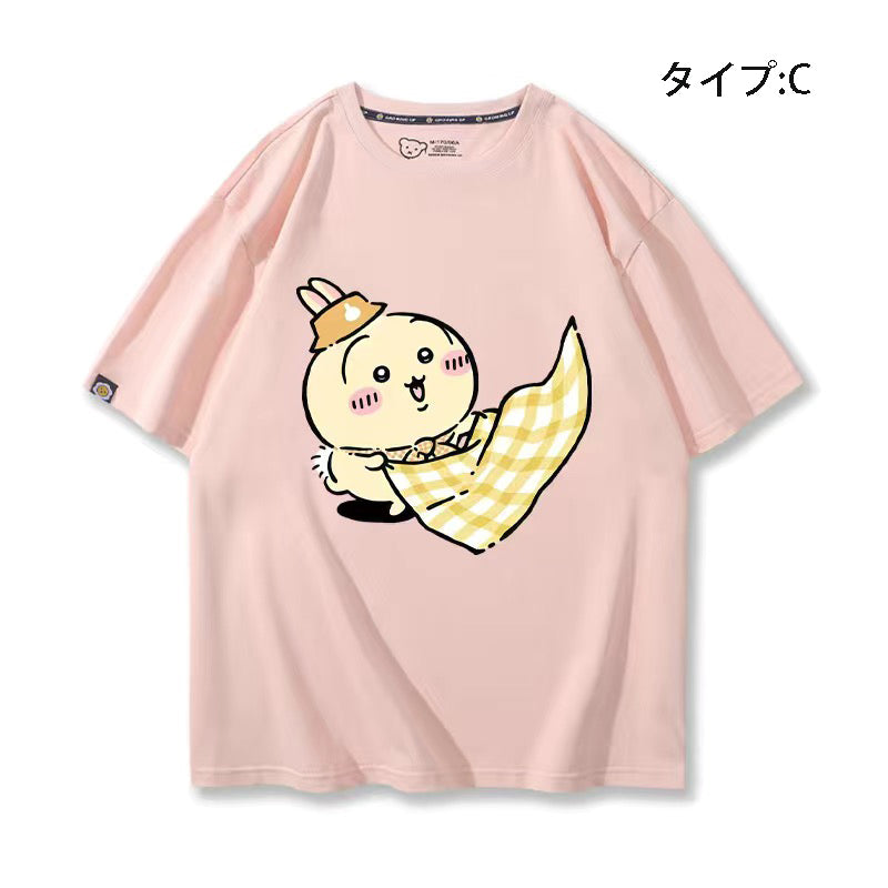 可愛いキャラ ゆるかわ トップス ピクニック ユニセックス 半袖Ｔシャツ