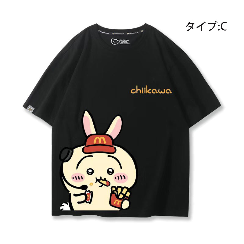 可愛いキャラ ゆるかわ トップス  アルバイト ユニセックス 半袖Ｔシャツ