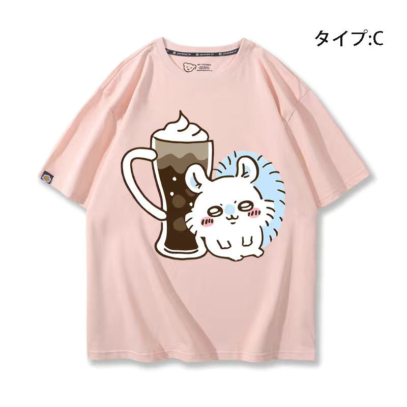 可愛いキャラ ゆるかわ トップス 美食 ユニセックス 半袖Ｔシャツ