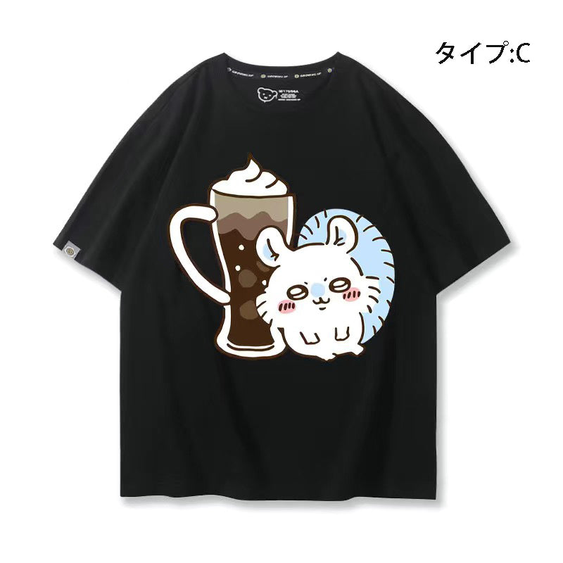 可愛いキャラ ゆるかわ トップス 美食 ユニセックス 半袖Ｔシャツ