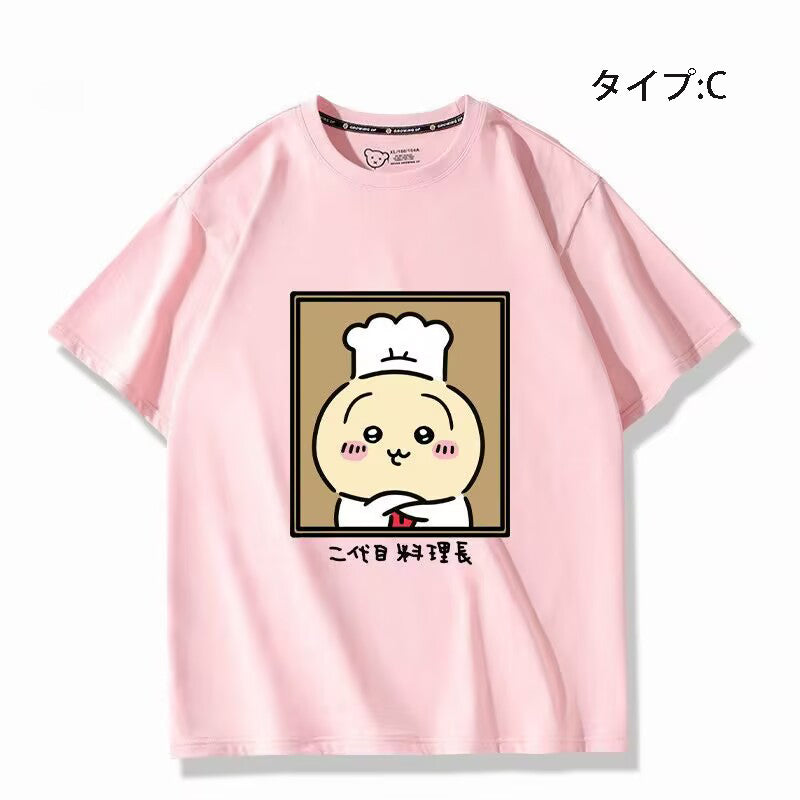 可愛いキャラ ゆるかわ トップス 初代と二代目料理長 ユニセックス 半袖Ｔシャツ