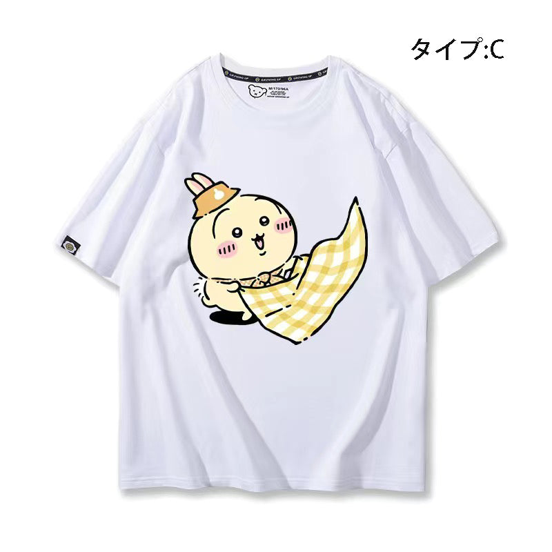 可愛いキャラ ゆるかわ トップス ピクニック ユニセックス 半袖Ｔシャツ