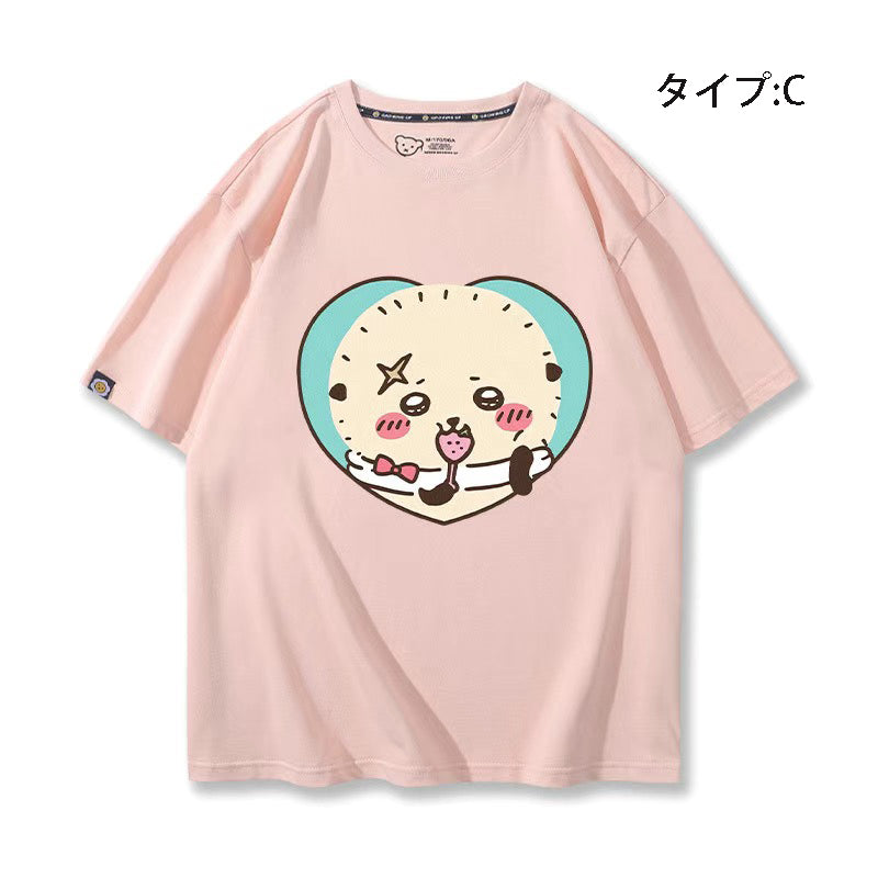 可愛いキャラ ゆるかわ トップス スナック ユニセックス 半袖Ｔシャツ