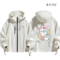 可愛いキャラ ゆるかわ ジャケット 楽しい週末 ユニセックス プリント カジュアル アウター