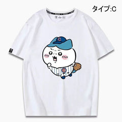 可愛いキャラ ゆるかわ トップス 野球 ユニセックス 半袖Ｔシャツ