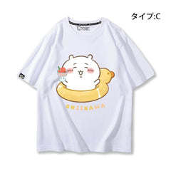 可愛いキャラ ゆるかわ トップス 水泳 ユニセックス 半袖Ｔシャツ