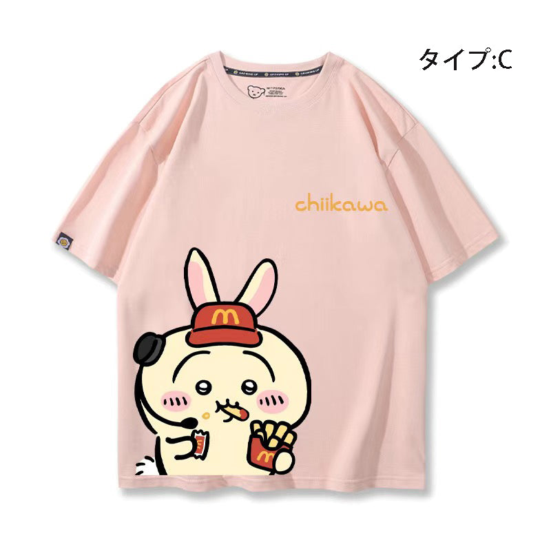 可愛いキャラ ゆるかわ トップス  アルバイト ユニセックス 半袖Ｔシャツ