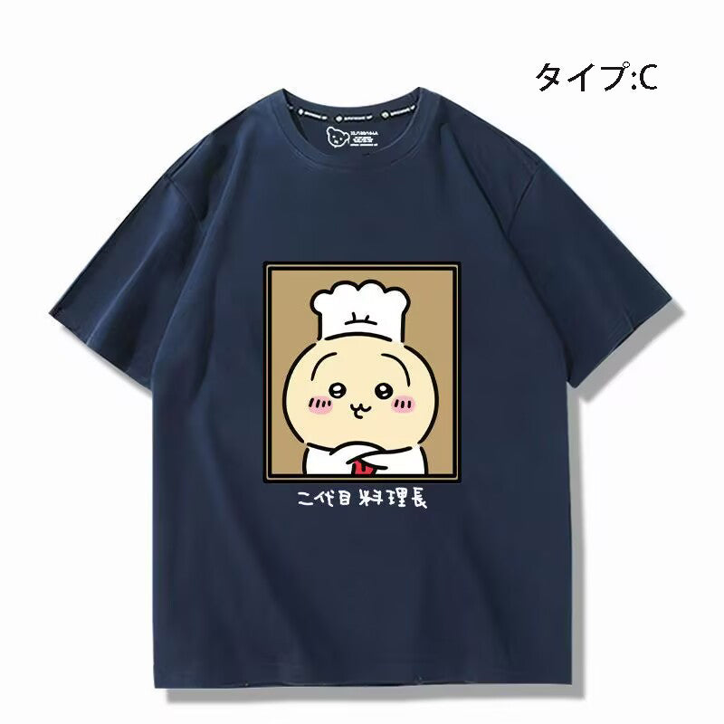 可愛いキャラ ゆるかわ トップス 初代と二代目料理長 ユニセックス 半袖Ｔシャツ