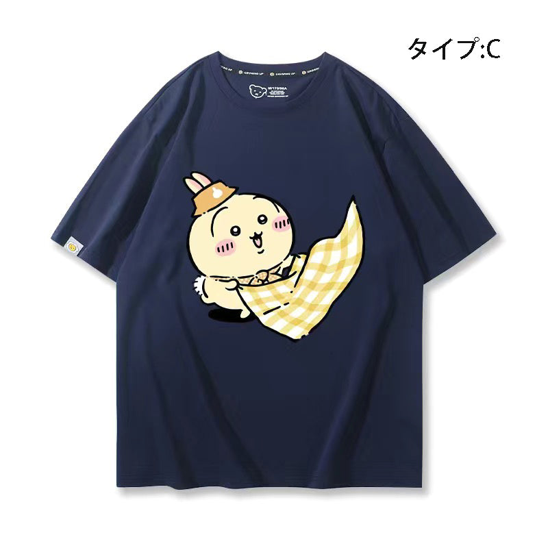 可愛いキャラ ゆるかわ トップス ピクニック ユニセックス 半袖Ｔシャツ