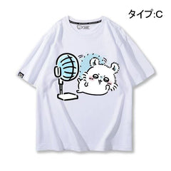 可愛いキャラ ゆるかわ トップス 扇風機 ユニセックス 半袖Ｔシャツ