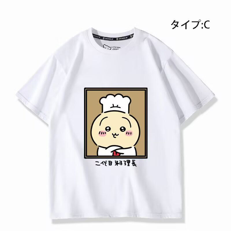 可愛いキャラ ゆるかわ トップス 初代と二代目料理長 ユニセックス 半袖Ｔシャツ