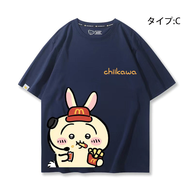 可愛いキャラ ゆるかわ トップス  アルバイト ユニセックス 半袖Ｔシャツ