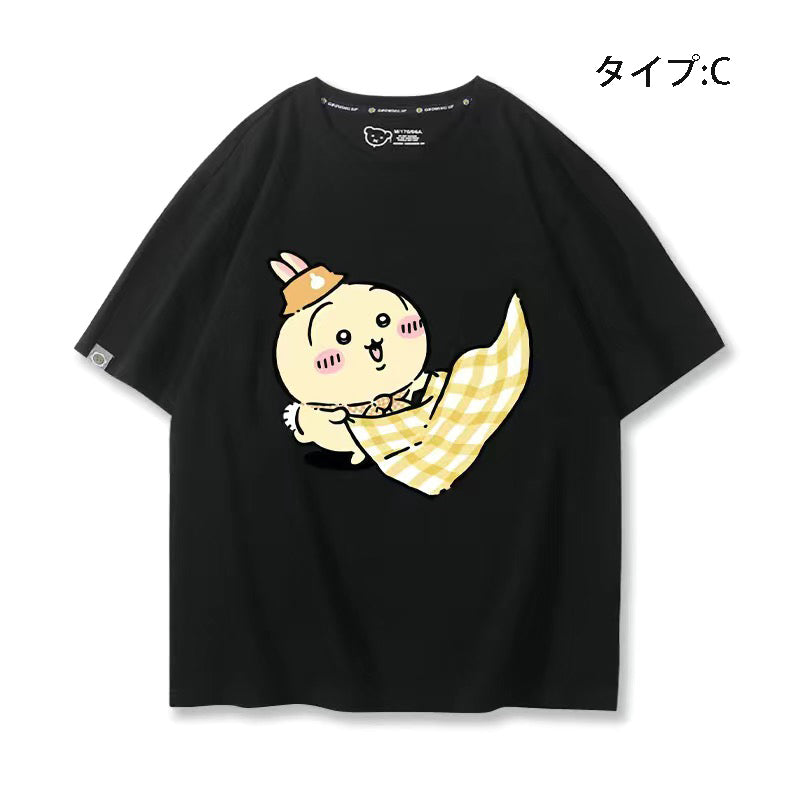 可愛いキャラ ゆるかわ トップス ピクニック ユニセックス 半袖Ｔシャツ