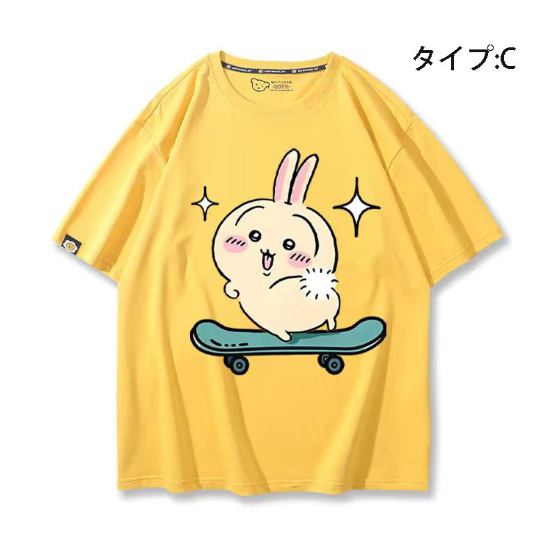 可愛いキャラ ゆるかわ トップス キックボード ユニセックス 半袖Ｔシャツ
