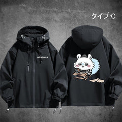 可愛いキャラ ゆるかわ ジャケット 楽しい生活 防風 防寒 ユニセックス プリント カジュアル アウター