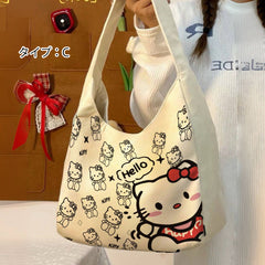 可愛いキャラ ゆるかわ マグネットボタン バッグ キャンバス トートバッグ