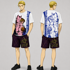 スタンド使い イラスト トップス キャラクタープリント ユニセックス 半袖 Ｔシャツ/パンツ