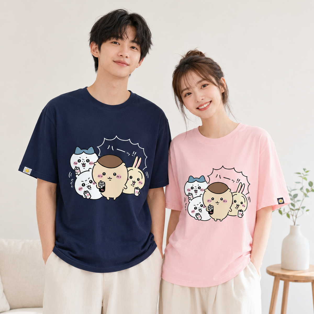 可愛いキャラ ゆるかわ トップス ハーッ！！ ユニセックス 半袖Ｔシャツ