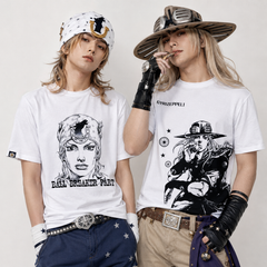 スタンド使い イラスト トップス アニメ風 グラフィックプリント  ユニセックス 半袖 Ｔシャツ