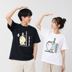 可愛いキャラ ゆるかわ トップス 身長を測る ‌ユニセックス 半袖Ｔシャツ